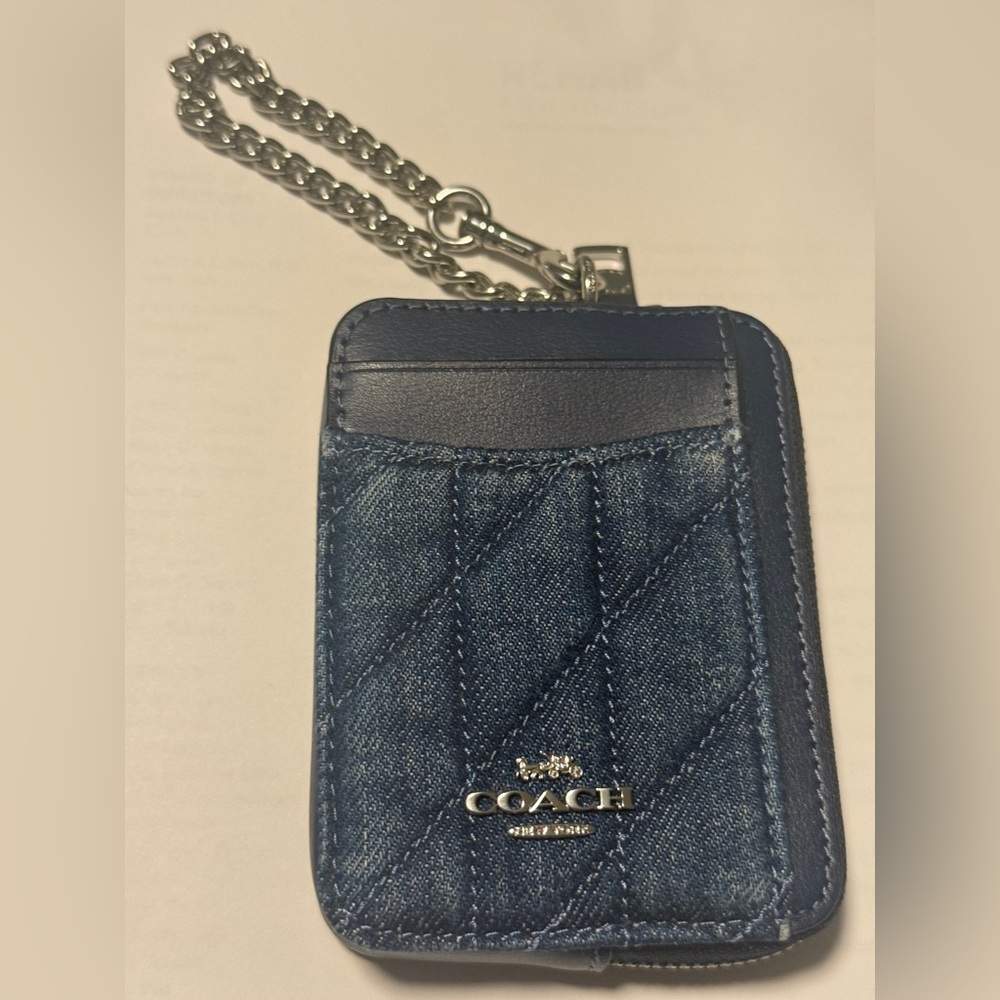 COACH DENIM AND LEATHER WRISTLET